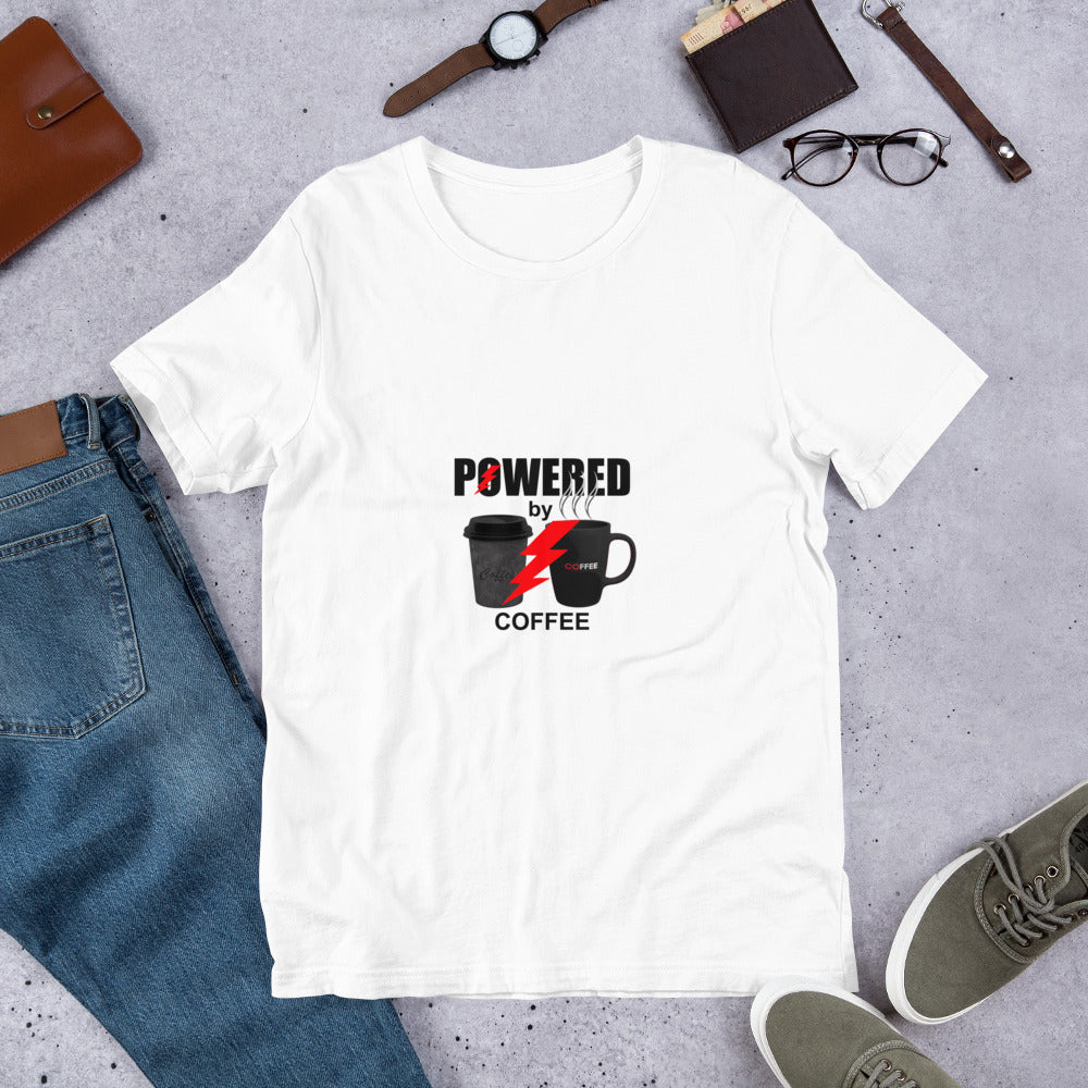 Powered by Coffee Short-Sleeve Unisex T-Shirt, coffee lovers premium t shirts