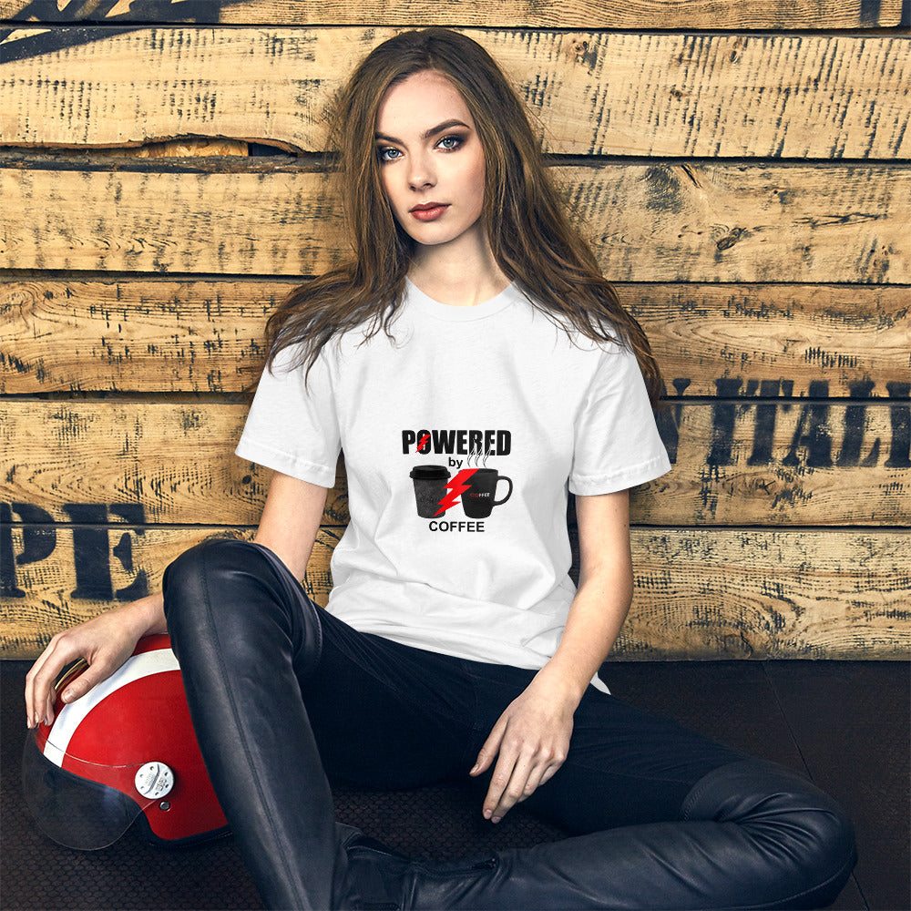 Powered by Coffee Short-Sleeve Unisex T-Shirt, coffee lovers premium t shirts