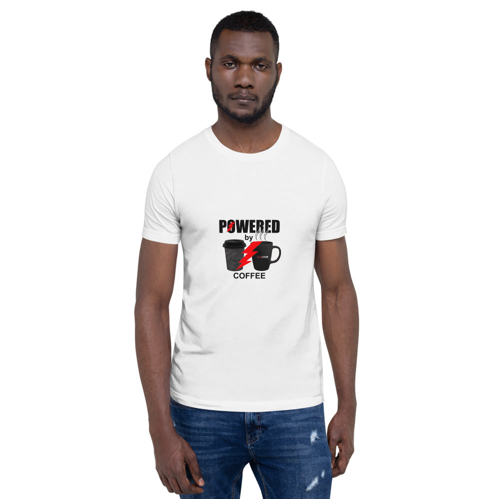 Powered by Coffee Short-Sleeve Unisex T-Shirt, coffee lovers premium t shirts