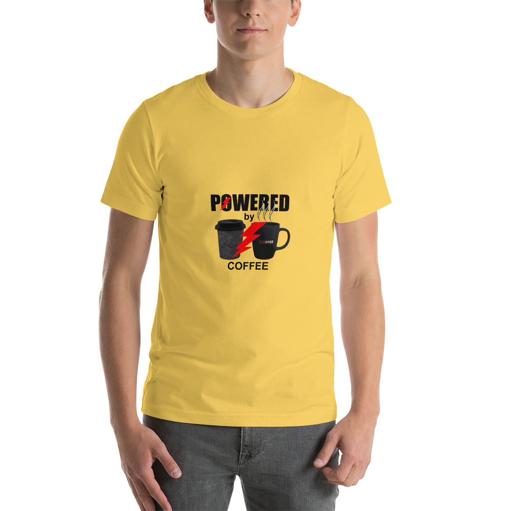 Powered by Coffee Short-Sleeve Unisex T-Shirt, coffee lovers premium t shirts